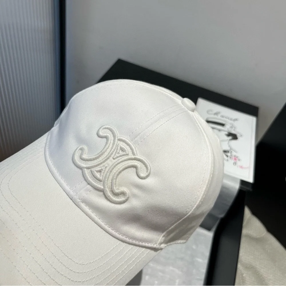 Celine Style White Triomphe Baseball Cap Adjustable Fit - Picture 2 of 7